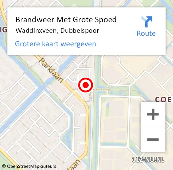 Locatie op kaart van de 112 melding: Brandweer Met Grote Spoed Naar Waddinxveen, Dubbelspoor op 13 april 2022 17:10