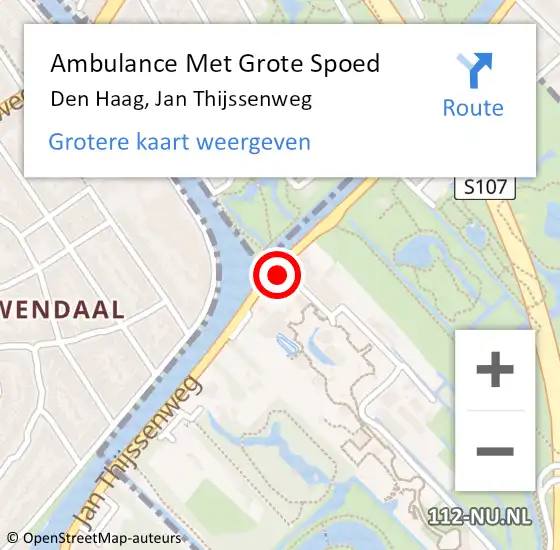 Locatie op kaart van de 112 melding: Ambulance Met Grote Spoed Naar Den Haag, Jan Thijssenweg op 13 april 2022 17:10