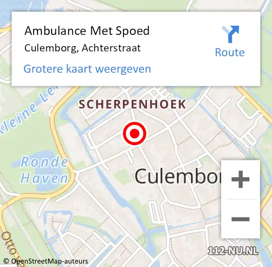 Locatie op kaart van de 112 melding: Ambulance Met Spoed Naar Culemborg, Achterstraat op 13 april 2022 17:12