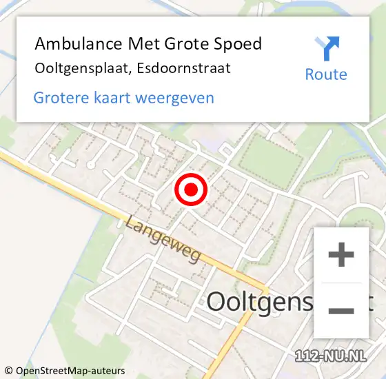 Locatie op kaart van de 112 melding: Ambulance Met Grote Spoed Naar Ooltgensplaat, Esdoornstraat op 13 april 2022 17:16