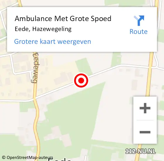 Locatie op kaart van de 112 melding: Ambulance Met Grote Spoed Naar Eede, Hazewegeling op 14 juli 2014 11:33