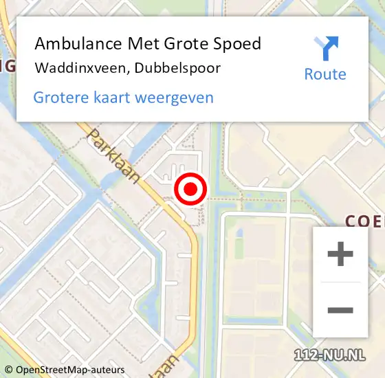 Locatie op kaart van de 112 melding: Ambulance Met Grote Spoed Naar Waddinxveen, Dubbelspoor op 13 april 2022 17:27