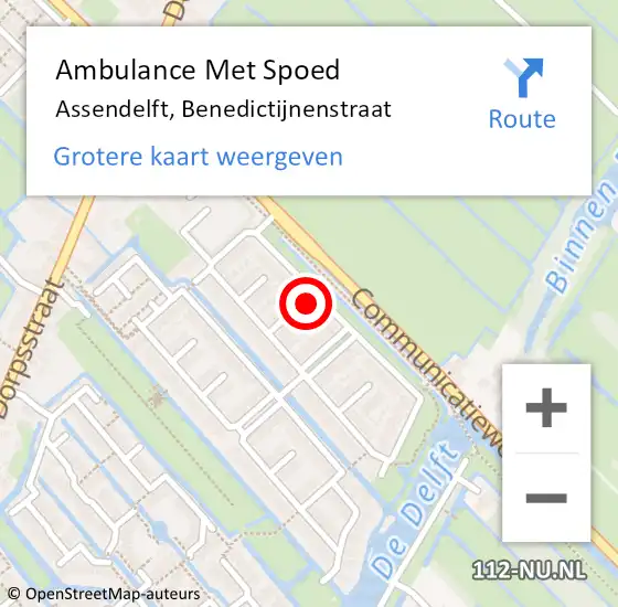 Locatie op kaart van de 112 melding: Ambulance Met Spoed Naar Assendelft, Benedictijnenstraat op 13 april 2022 17:29