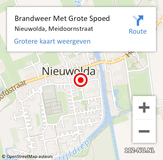 Locatie op kaart van de 112 melding: Brandweer Met Grote Spoed Naar Nieuwolda, Meidoornstraat op 13 april 2022 17:35