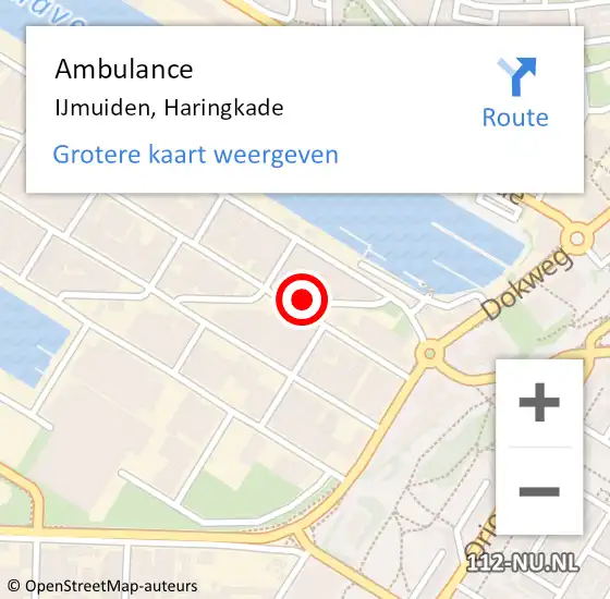 Locatie op kaart van de 112 melding: Ambulance IJmuiden, Haringkade op 13 april 2022 17:44