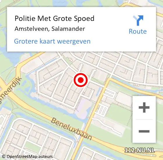 Locatie op kaart van de 112 melding: Politie Met Grote Spoed Naar Amstelveen, Salamander op 13 april 2022 17:45