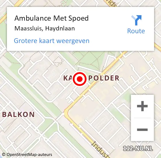 Locatie op kaart van de 112 melding: Ambulance Met Spoed Naar Maassluis, Haydnlaan op 13 april 2022 17:46