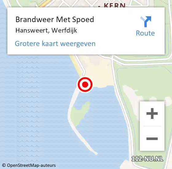 Locatie op kaart van de 112 melding: Brandweer Met Spoed Naar Hansweert, Werfdijk op 13 april 2022 18:03