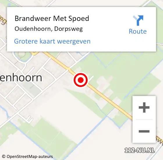 Locatie op kaart van de 112 melding: Brandweer Met Spoed Naar Oudenhoorn, Dorpsweg op 13 april 2022 18:27