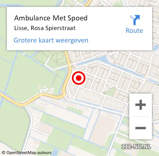 Locatie op kaart van de 112 melding: Ambulance Met Spoed Naar Lisse, Rosa Spierstraat op 13 april 2022 18:38