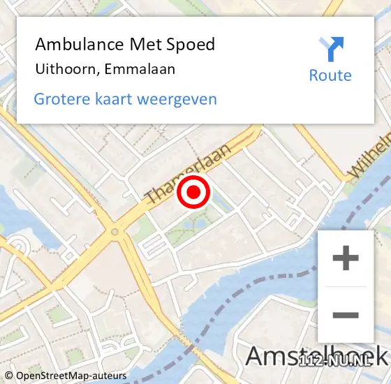 Locatie op kaart van de 112 melding: Ambulance Met Spoed Naar Uithoorn, Emmalaan op 13 april 2022 18:57