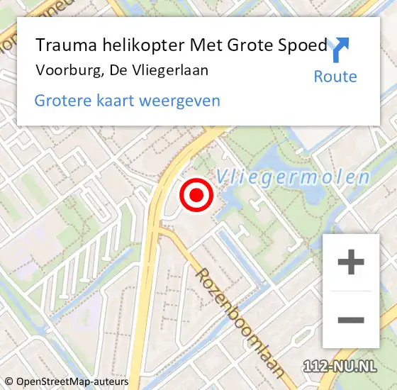 Locatie op kaart van de 112 melding: Trauma helikopter Met Grote Spoed Naar Voorburg, De Vliegerlaan op 13 april 2022 19:02