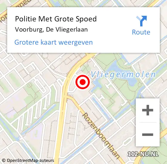 Locatie op kaart van de 112 melding: Politie Met Grote Spoed Naar Voorburg, De Vliegerlaan op 13 april 2022 19:10