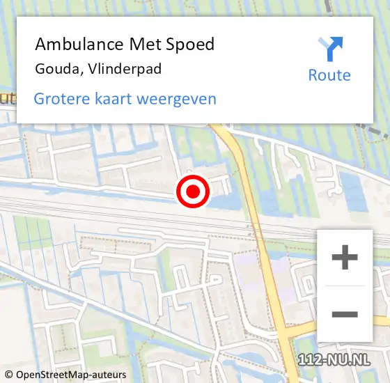 Locatie op kaart van de 112 melding: Ambulance Met Spoed Naar Gouda, Vlinderpad op 13 april 2022 19:15