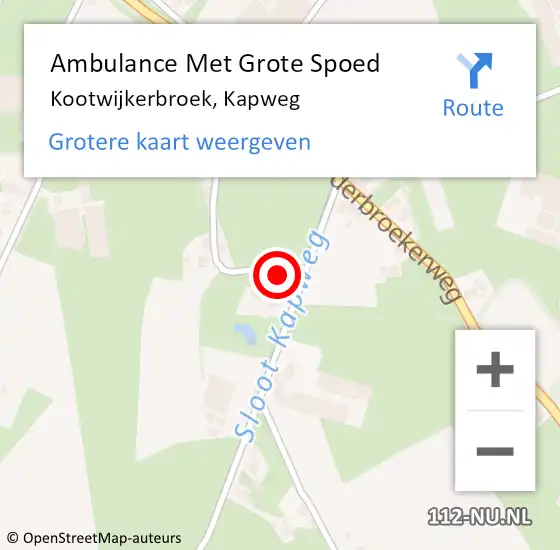 Locatie op kaart van de 112 melding: Ambulance Met Grote Spoed Naar Kootwijkerbroek, Kapweg op 13 april 2022 19:25