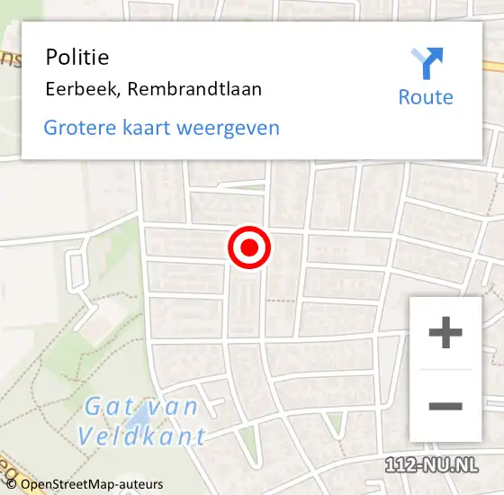 Locatie op kaart van de 112 melding: Politie Eerbeek, Rembrandtlaan op 13 april 2022 19:37