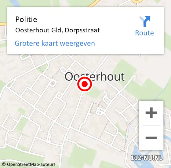 Locatie op kaart van de 112 melding: Politie Oosterhout Gld, Dorpsstraat op 14 juli 2014 11:42