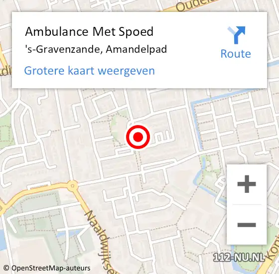 Locatie op kaart van de 112 melding: Ambulance Met Spoed Naar 's-Gravenzande, Amandelpad op 13 april 2022 20:02