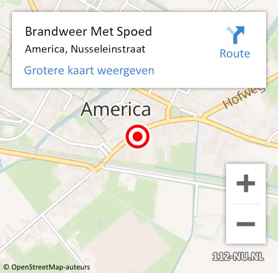 Locatie op kaart van de 112 melding: Brandweer Met Spoed Naar America, Nusseleinstraat op 13 april 2022 20:10