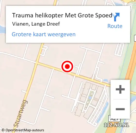 Locatie op kaart van de 112 melding: Trauma helikopter Met Grote Spoed Naar Vianen, Lange Dreef op 13 april 2022 20:12