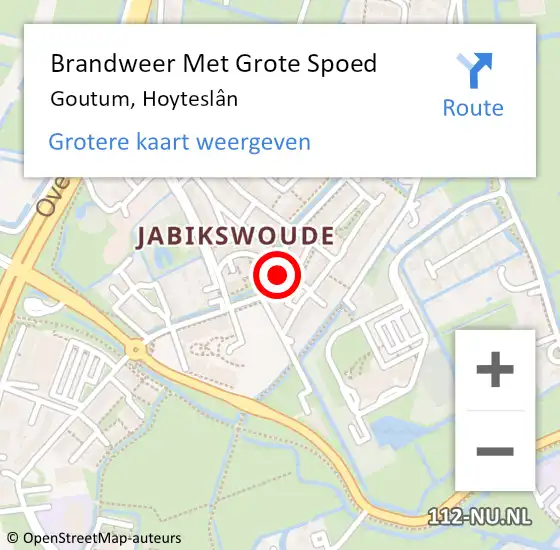 Locatie op kaart van de 112 melding: Brandweer Met Grote Spoed Naar Goutum, Hoyteslân op 13 april 2022 20:19