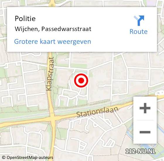 Locatie op kaart van de 112 melding: Politie Wijchen, Passedwarsstraat op 13 april 2022 20:27