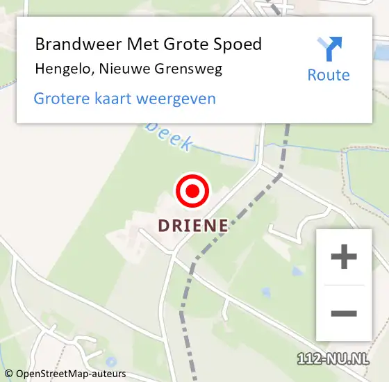 Locatie op kaart van de 112 melding: Brandweer Met Grote Spoed Naar Hengelo, Nieuwe Grensweg op 13 april 2022 20:30