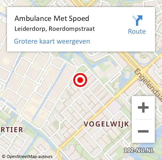 Locatie op kaart van de 112 melding: Ambulance Met Spoed Naar Leiderdorp, Roerdompstraat op 13 april 2022 20:46