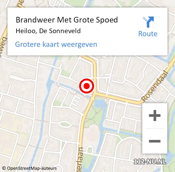 Locatie op kaart van de 112 melding: Brandweer Met Grote Spoed Naar Heiloo, De Sonneveld op 13 april 2022 20:46