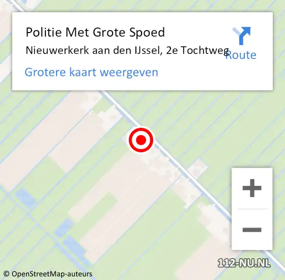 Locatie op kaart van de 112 melding: Politie Met Grote Spoed Naar Nieuwerkerk aan den IJssel, 2e Tochtweg op 13 april 2022 20:54