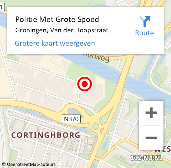 Locatie op kaart van de 112 melding: Politie Met Grote Spoed Naar Groningen, Van der Hoopstraat op 13 april 2022 21:01