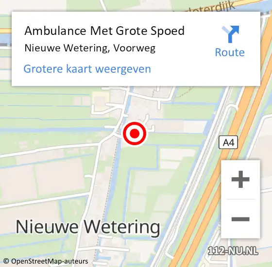 Locatie op kaart van de 112 melding: Ambulance Met Grote Spoed Naar Nieuwe Wetering, Voorweg op 13 april 2022 21:44