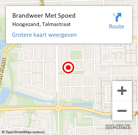 Locatie op kaart van de 112 melding: Brandweer Met Spoed Naar Hoogezand, Talmastraat op 13 april 2022 23:00