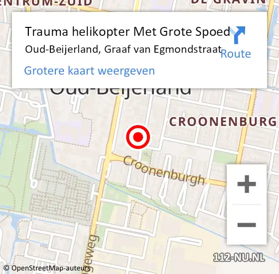 Locatie op kaart van de 112 melding: Trauma helikopter Met Grote Spoed Naar Oud-Beijerland, Graaf van Egmondstraat op 13 april 2022 23:23