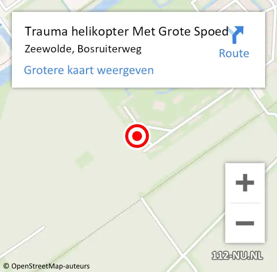 Locatie op kaart van de 112 melding: Trauma helikopter Met Grote Spoed Naar Zeewolde, Bosruiterweg op 13 april 2022 23:43