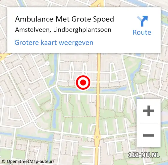 Locatie op kaart van de 112 melding: Ambulance Met Grote Spoed Naar Amstelveen, Lindberghplantsoen op 13 april 2022 23:46