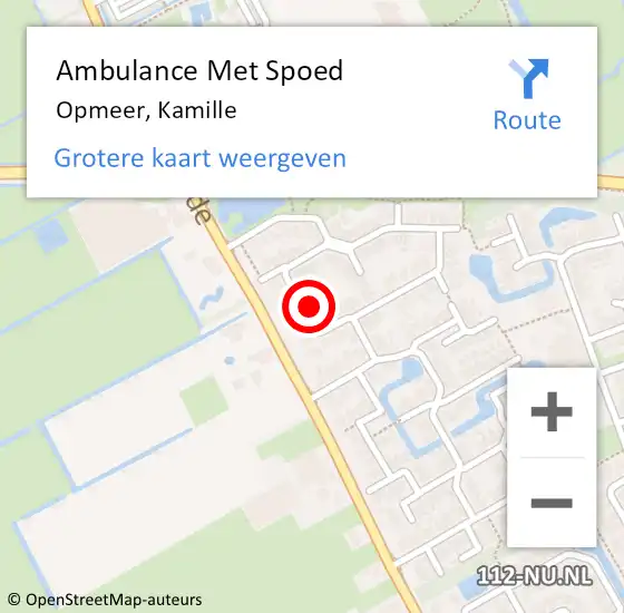 Locatie op kaart van de 112 melding: Ambulance Met Spoed Naar Opmeer, Kamille op 13 april 2022 23:59