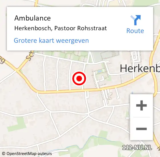 Locatie op kaart van de 112 melding: Ambulance Herkenbosch, Pastoor Rohsstraat op 14 juli 2014 12:04