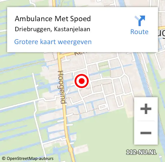 Locatie op kaart van de 112 melding: Ambulance Met Spoed Naar Driebruggen, Kastanjelaan op 14 april 2022 00:28