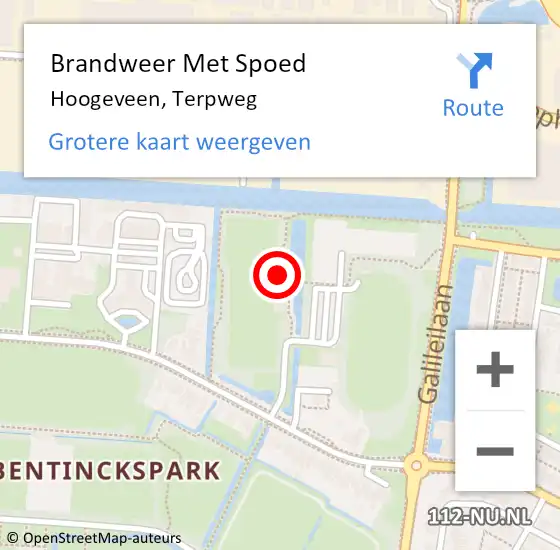 Locatie op kaart van de 112 melding: Brandweer Met Spoed Naar Hoogeveen, Terpweg op 14 april 2022 00:46