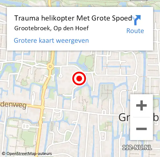 Locatie op kaart van de 112 melding: Trauma helikopter Met Grote Spoed Naar Grootebroek, Op den Hoef op 14 april 2022 01:17