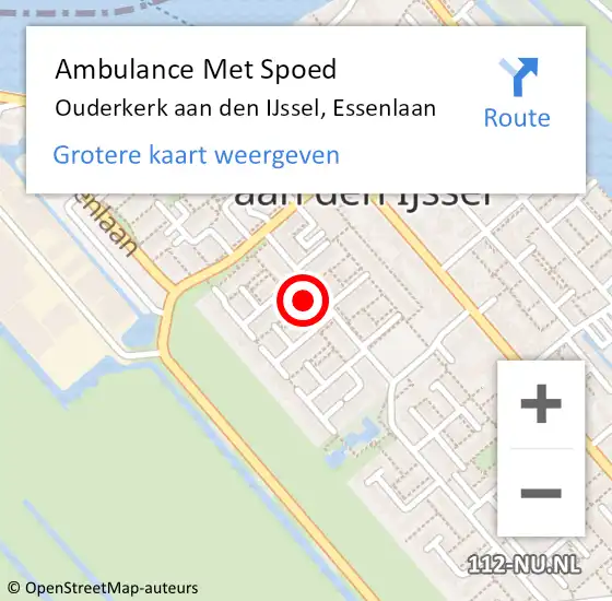 Locatie op kaart van de 112 melding: Ambulance Met Spoed Naar Ouderkerk aan den IJssel, Essenlaan op 14 april 2022 02:25