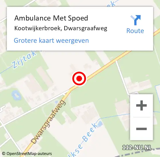 Locatie op kaart van de 112 melding: Ambulance Met Spoed Naar Kootwijkerbroek, Dwarsgraafweg op 14 april 2022 02:48