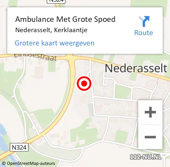 Locatie op kaart van de 112 melding: Ambulance Met Grote Spoed Naar Nederasselt, Kerklaantje op 14 april 2022 02:52