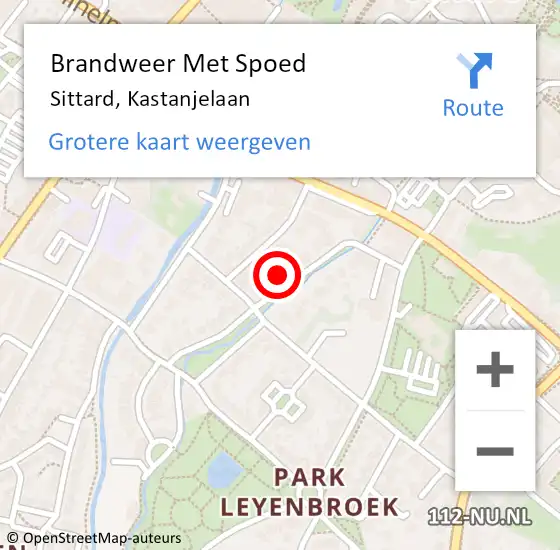 Locatie op kaart van de 112 melding: Brandweer Met Spoed Naar Sittard, Kastanjelaan op 14 april 2022 02:54