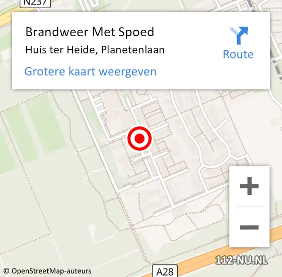 Locatie op kaart van de 112 melding: Brandweer Met Spoed Naar Huis ter Heide, Planetenlaan op 14 april 2022 03:28