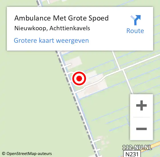 Locatie op kaart van de 112 melding: Ambulance Met Grote Spoed Naar Nieuwkoop, Achttienkavels op 14 april 2022 03:39