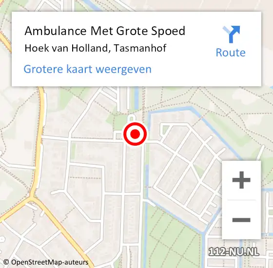 Locatie op kaart van de 112 melding: Ambulance Met Grote Spoed Naar Hoek van Holland, Tasmanhof op 14 april 2022 03:49