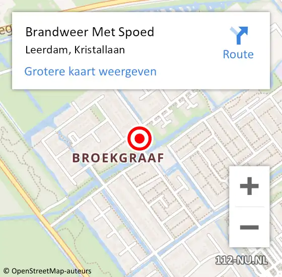 Locatie op kaart van de 112 melding: Brandweer Met Spoed Naar Leerdam, Kristallaan op 14 april 2022 05:01