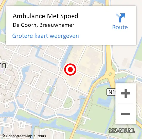 Locatie op kaart van de 112 melding: Ambulance Met Spoed Naar De Goorn, Breeuwhamer op 14 april 2022 05:41